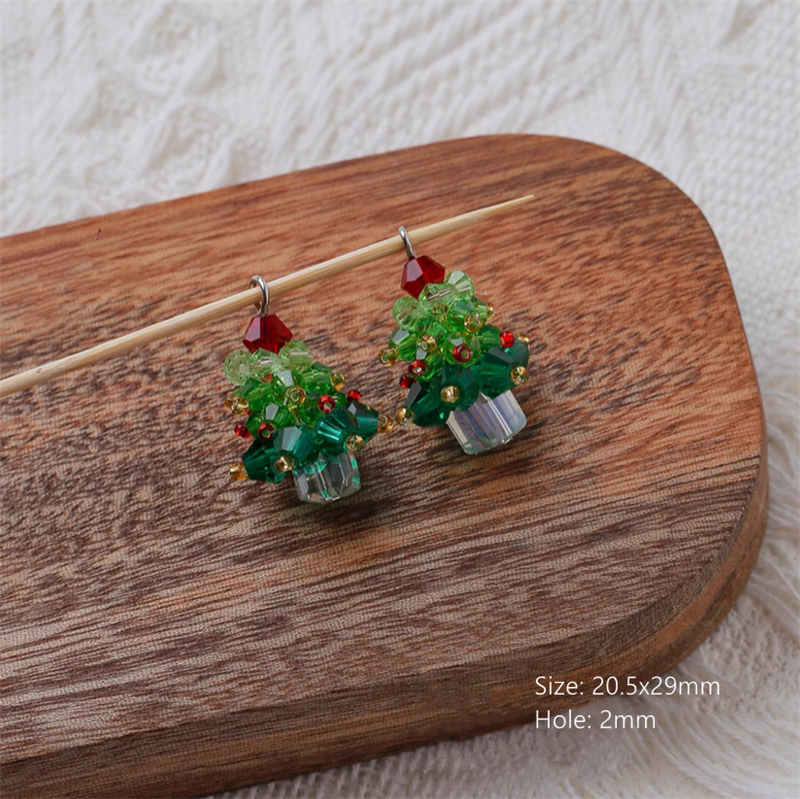 Zircon Christmas Tree Pendants Green Red Tree Charms