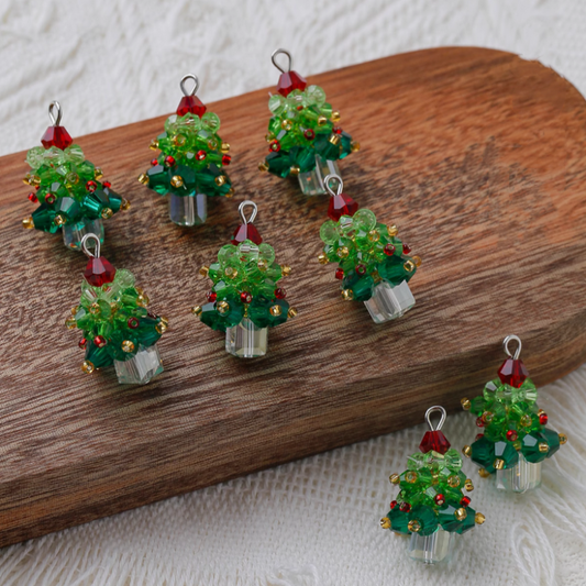 Zircon Christmas Tree Pendants Green Red Tree Charms
