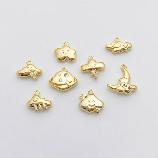 Brass Zircon Gilded Cloudys Jewelry Charms Pendants