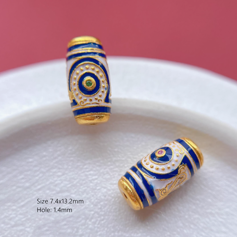 925 Silver Enamel Barrel Column Beads Necklace Bracelet Partition Spacer
