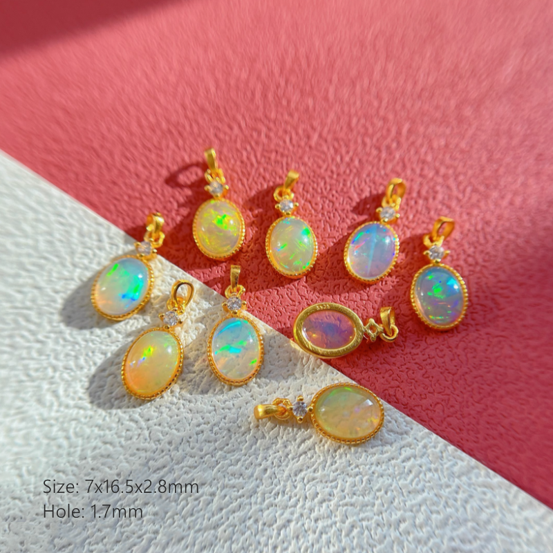 Nature Colorful Opals Stone Pendants, Spacers