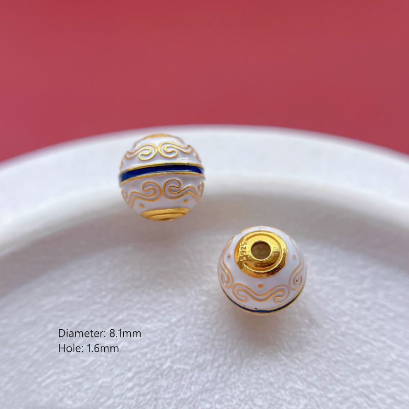 925 Silver Enamel Round Beads Necklace Bracelet Partition Spacer