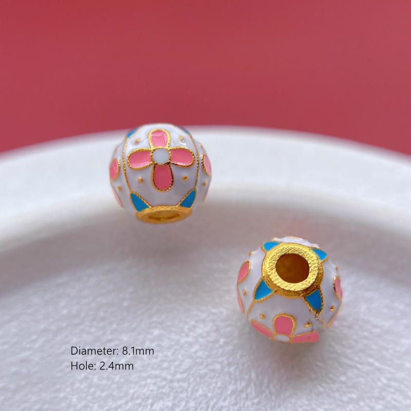 925 Silver Enamel Round Beads Necklace Bracelet Partition Spacer