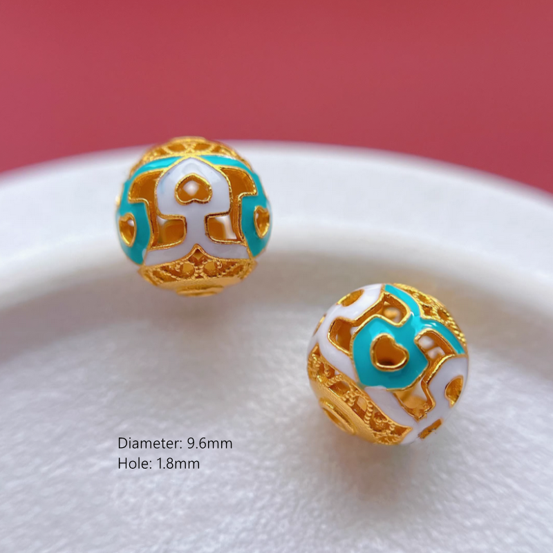 925 Silver Enamel Round Beads Necklace Bracelet Partition Spacer