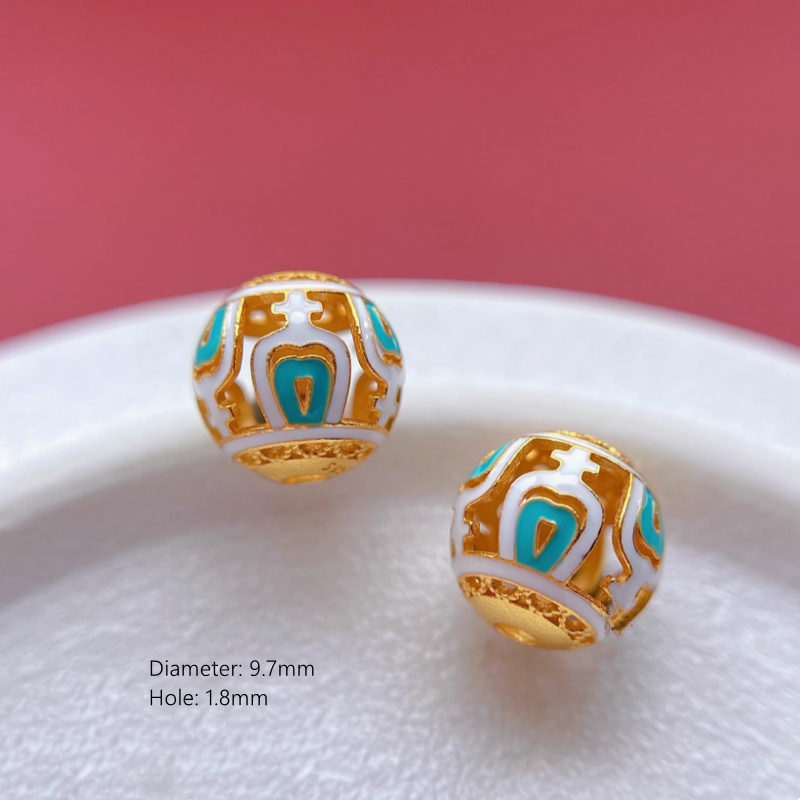 925 Silver Enamel Round Beads Necklace Bracelet Partition Spacer