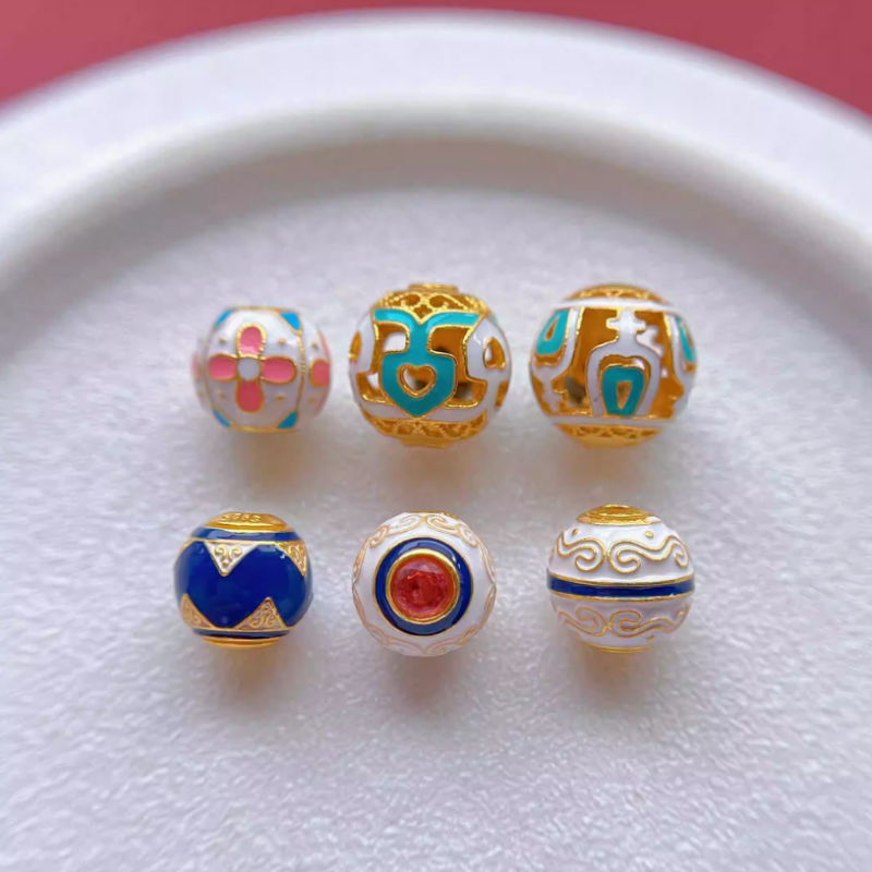 925 Silver Enamel Round Beads Necklace Bracelet Partition Spacer