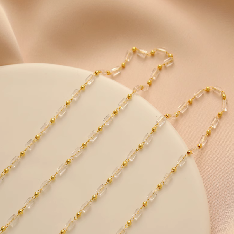 Brass and Crystal Beads Chains