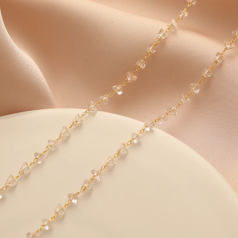 Brass and Crystal Beads Chains