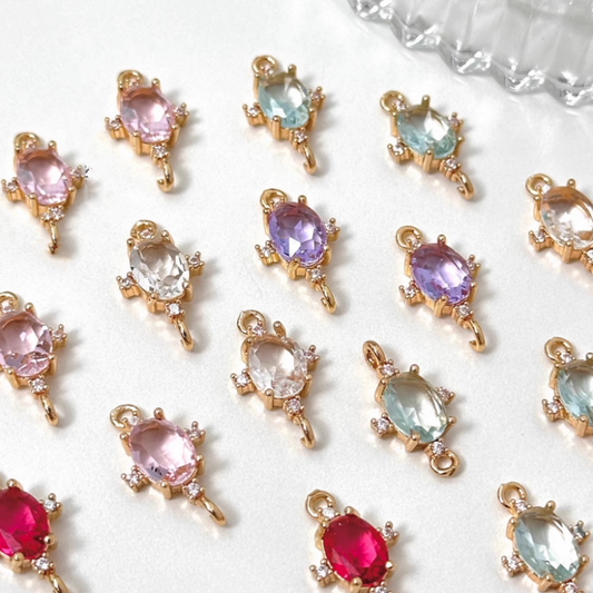 Brass Base Diamond Zircon Double Rings Charms Pendants