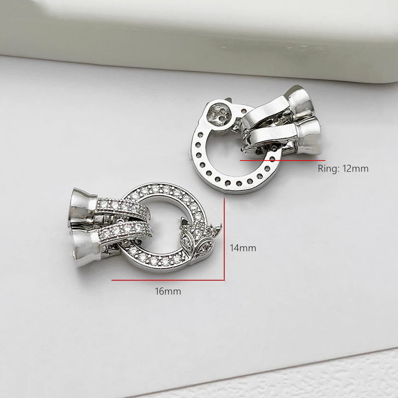 Brass Zircon Fox Double Connector Fold Over Clasp