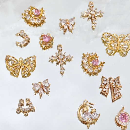 Brass 18K Gilded Zircon Pendants Fairy Style Shine Charms