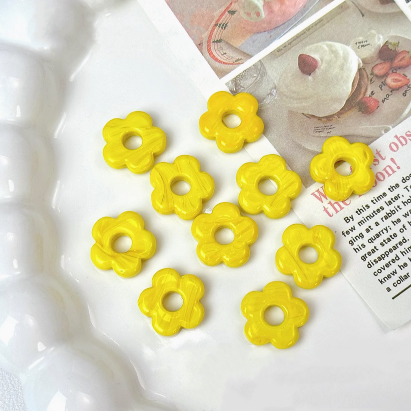 Colorful Glass Flower Ring Findings For Jewelry Making