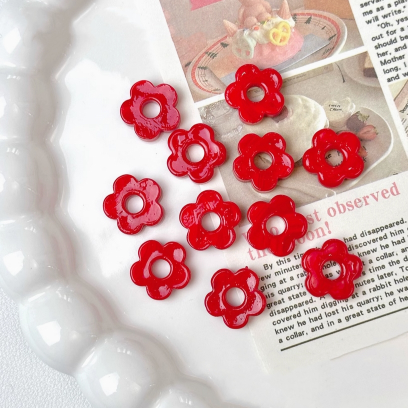 Colorful Glass Flower Ring Findings For Jewelry Making