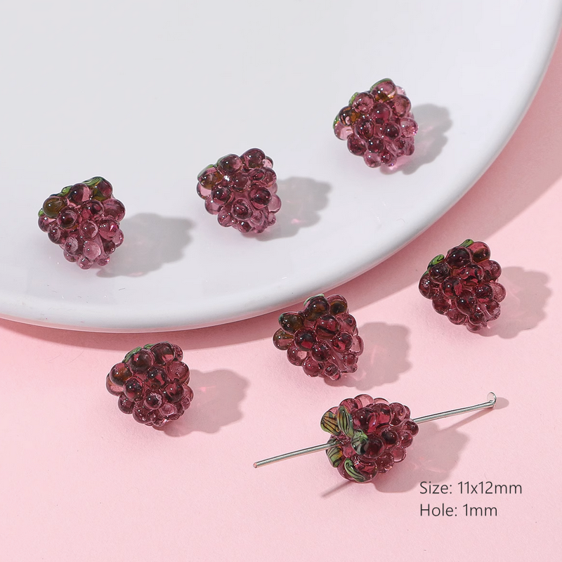 Glass Beads Raspberry And Grape Charms Jewelry Pendant