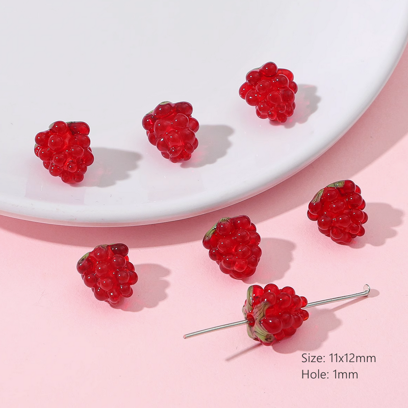 Glass Beads Raspberry And Grape Charms Jewelry Pendant