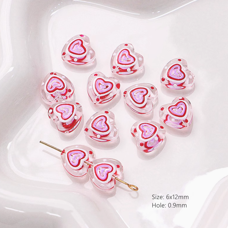 Glass Star Heart Colorful Hand-Drawn Beads Spacer