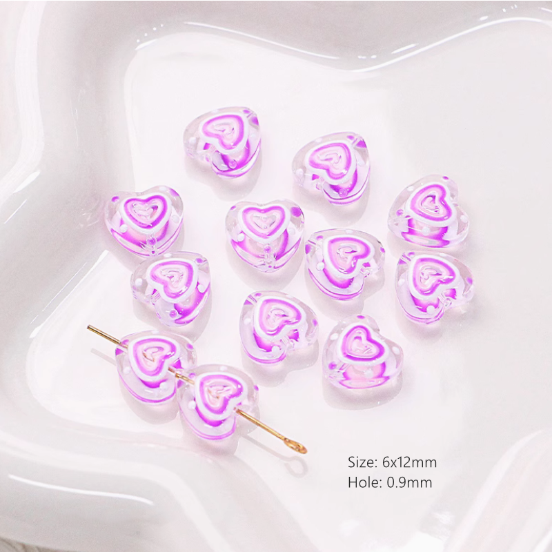 Glass Star Heart Colorful Hand-Drawn Beads Spacer