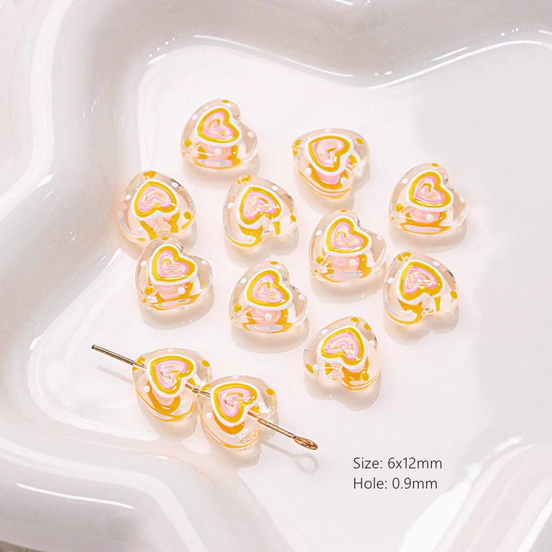 Glass Star Heart Colorful Hand-Drawn Beads Spacer