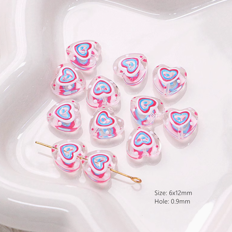 Glass Star Heart Colorful Hand-Drawn Beads Spacer