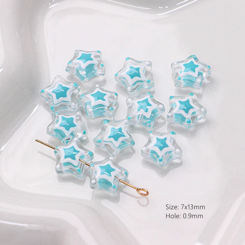 Glass Star Heart Colorful Hand-Drawn Beads Spacer