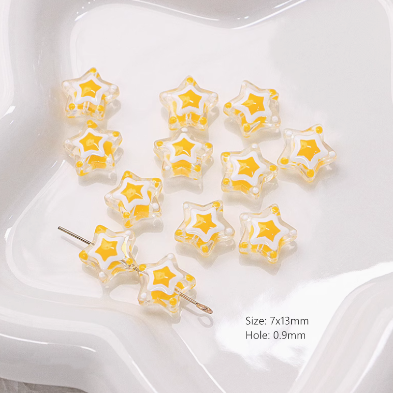 Glass Star Heart Colorful Hand-Drawn Beads Spacer