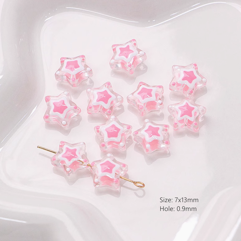 Glass Star Heart Colorful Hand-Drawn Beads Spacer