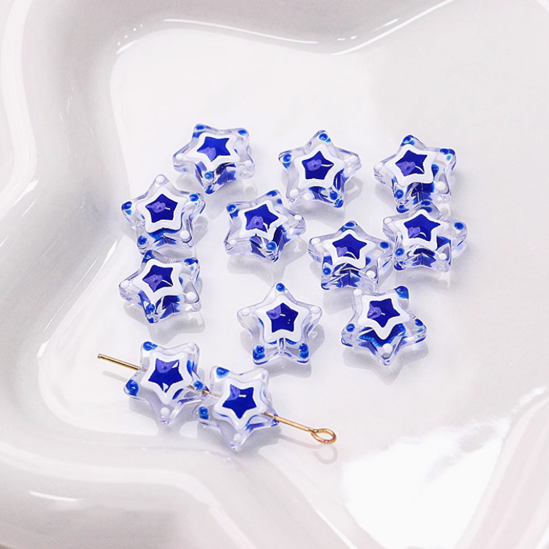Glass Star Heart Colorful Hand-Drawn Beads Spacer
