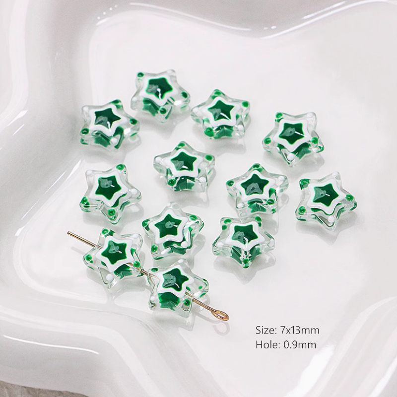 Glass Star Heart Colorful Hand-Drawn Beads Spacer