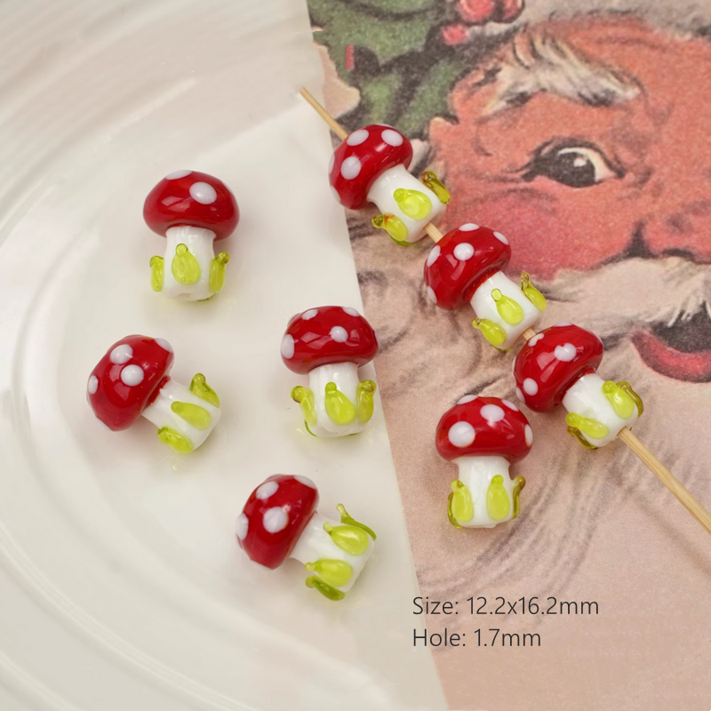 Glass Mushroom Christmas Tree Pendants Spacer