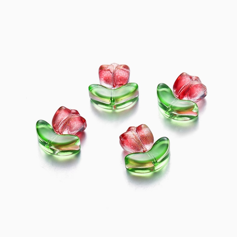 5pcs Glass Tulip Flowers Pendants