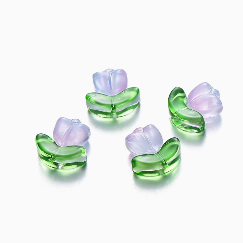 5pcs Glass Tulip Flowers Pendants