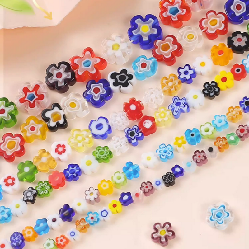 Flower Glass Partition Beads Spacer, Mix Colors