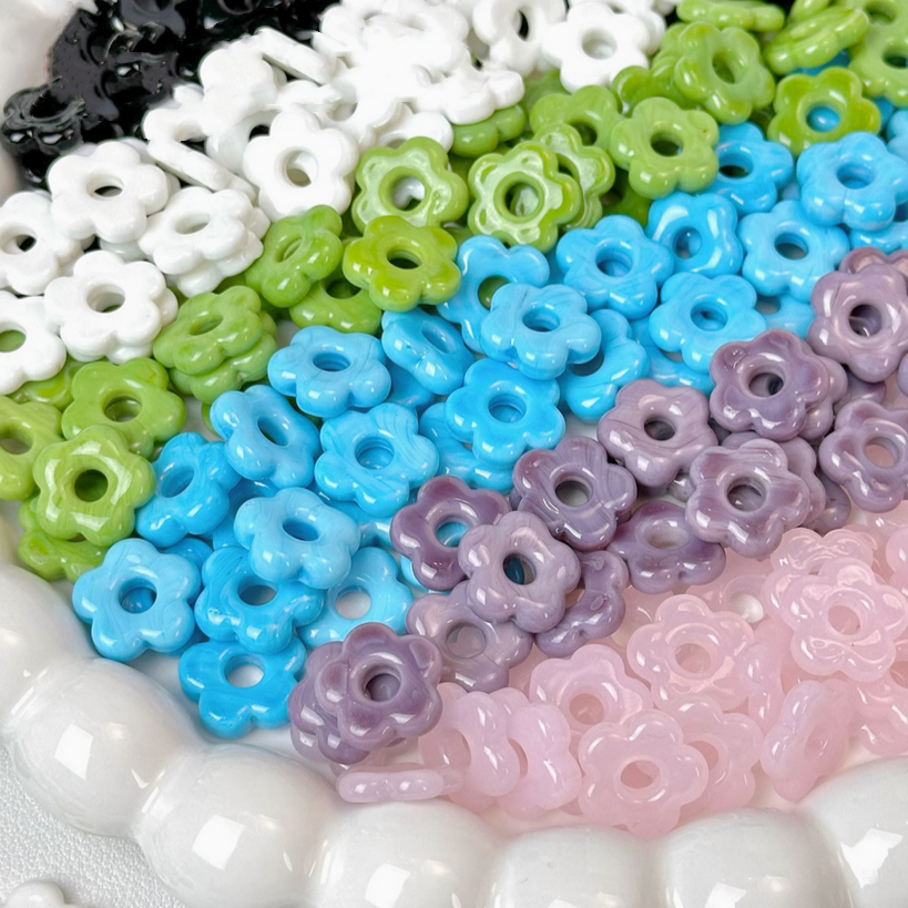 Colorful Glass Flower Ring Findings For Jewelry Making