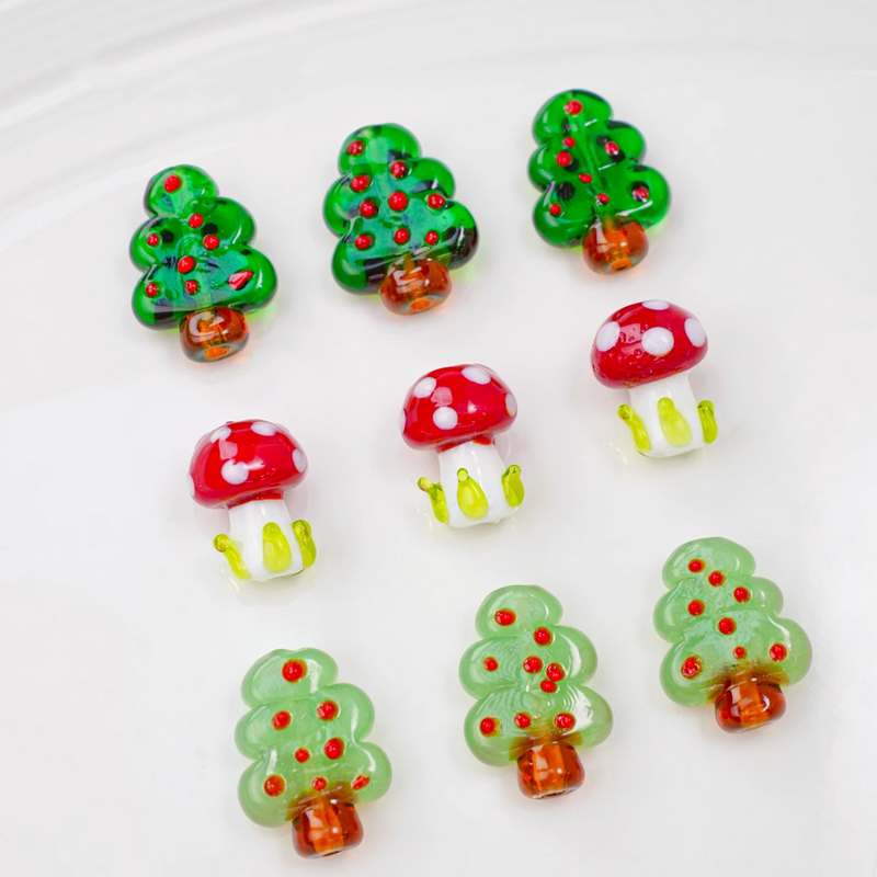 Glass Mushroom Christmas Tree Pendants Spacer