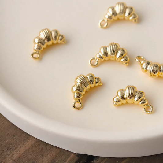 Brass Platinum Gold Plated Fun Croissant Charms Pendants