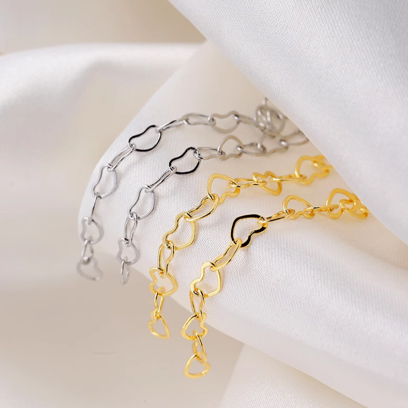Brass Gold / Platinum Plated Heart Shape Extend Chains