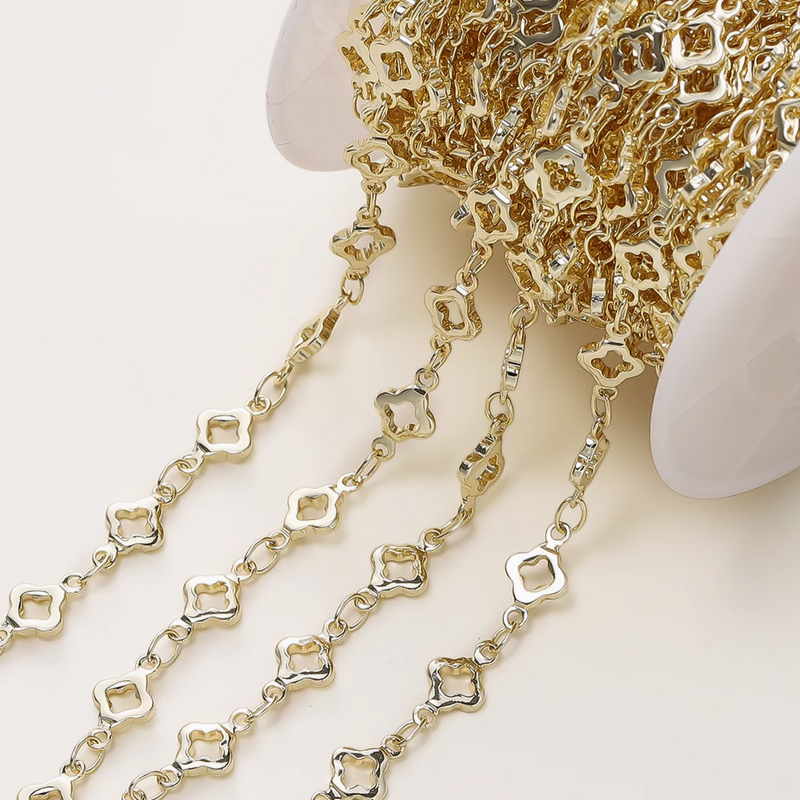Brass Hollow Clover Shape Chain Necklace Bracelet Chains