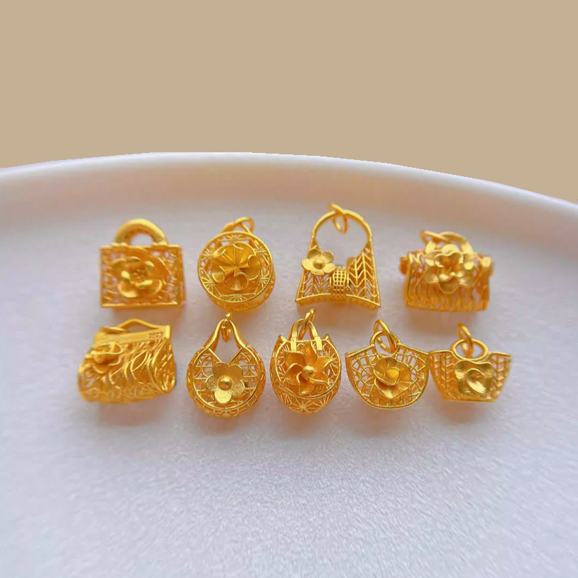925 Sterling Silver 24K Gilded Handbags Fashion Unique Pendants