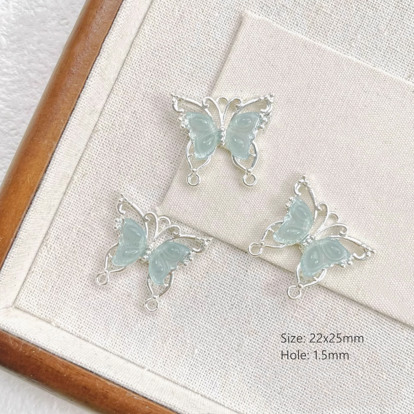 Glass Imitation Jade Fantastic Cool Feeling Butterfly Charms