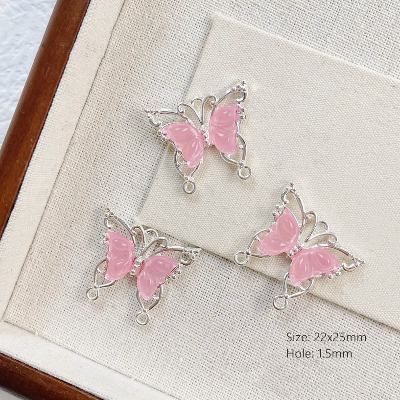Glass Imitation Jade Fantastic Cool Feeling Butterfly Charms