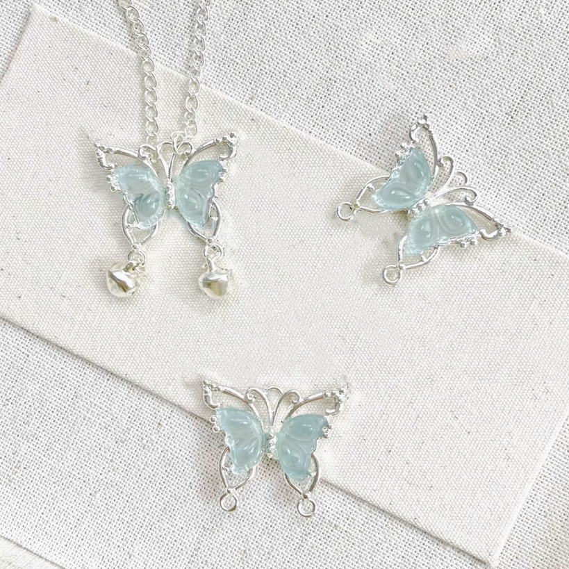 Glass Imitation Jade Fantastic Cool Feeling Butterfly Charms