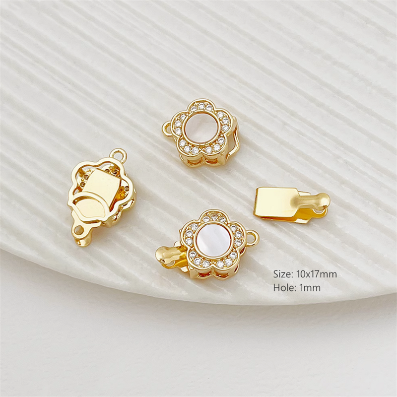Brass Shell Zircon Fashion Insert Clasp Necklace Bracelet Box Clasps