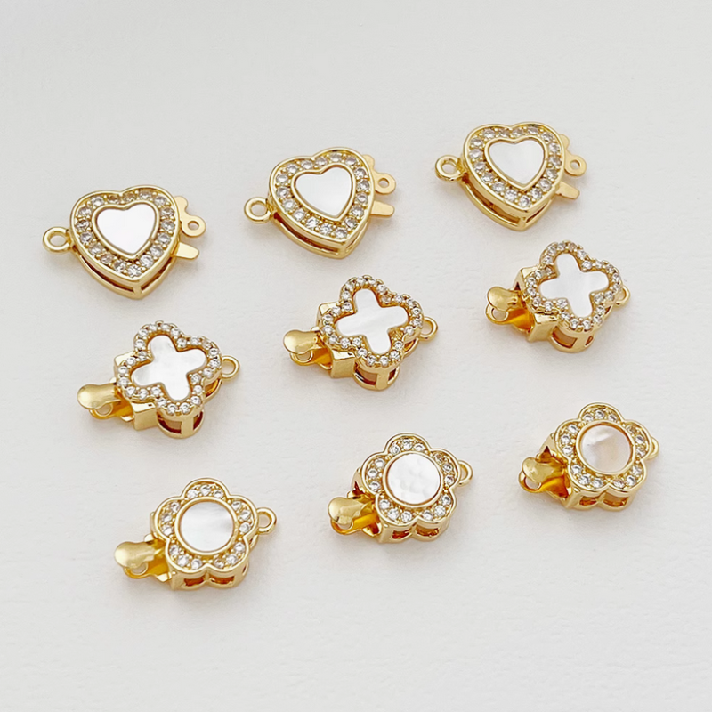 Brass Shell Zircon Fashion Insert Clasp Necklace Bracelet Box Clasps