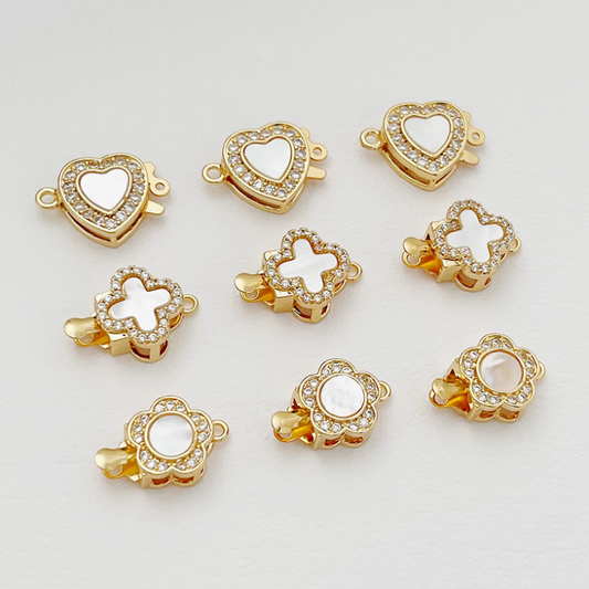 Brass Shell Zircon Fashion Insert Clasp Necklace Bracelet Box Clasps