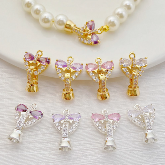 Brass Zircon Knot Twister Clasp Jewelry Connector