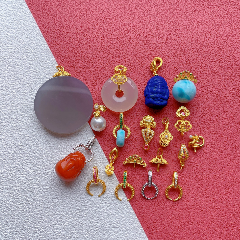 925 Sterling Silver Pinch Clip Gilded Artwork Hook Clasps