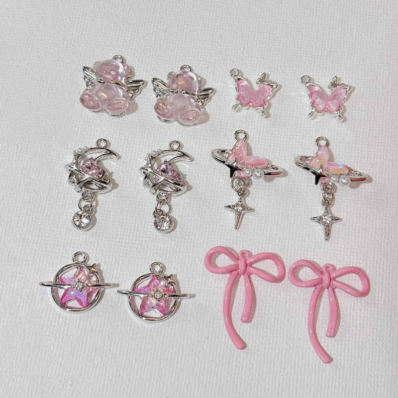 Alloy Pendants With Resin Pink Fairy Fantastic Charms