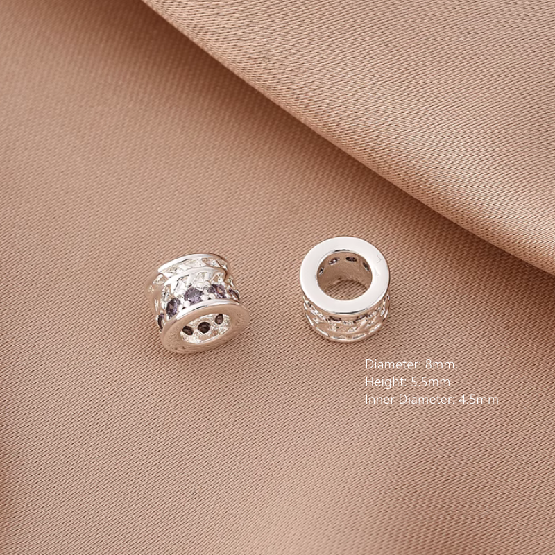 Brass Purple Zircon Beads Spacer Big Hole Spare Jewelry Handcrafts Beads