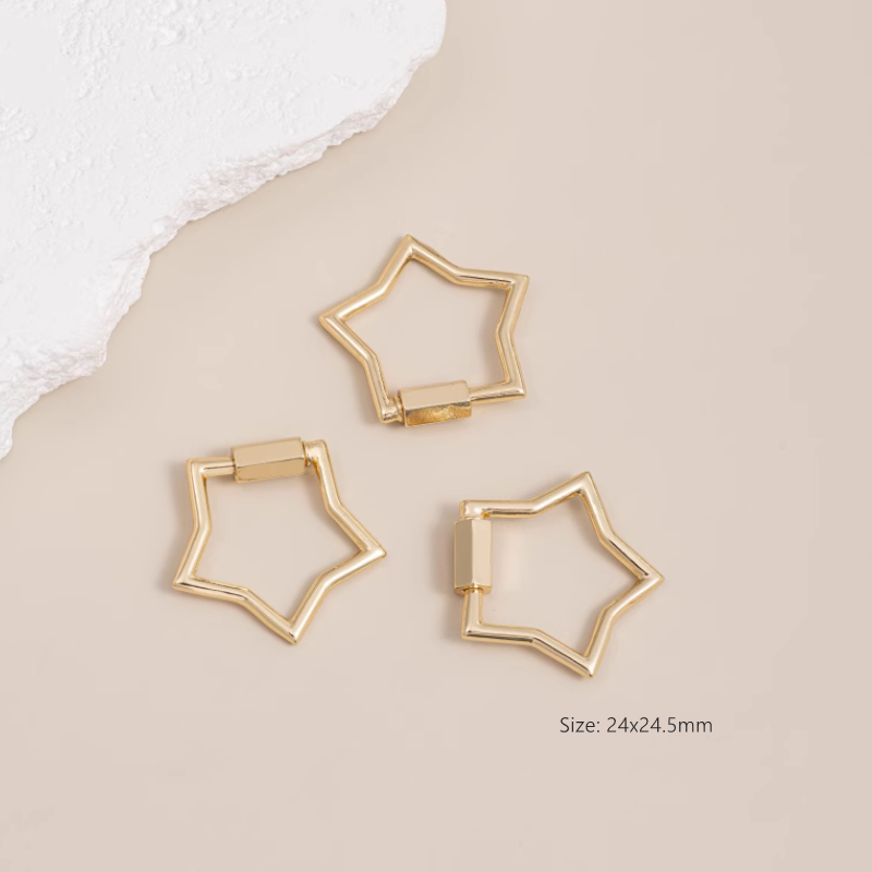 Brass 14K Gilded Screw Jump Ring Loop Jewelry Connector