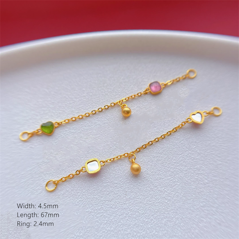 925 Silver Base Tourmaline Colorful Spacers and Safety Chains